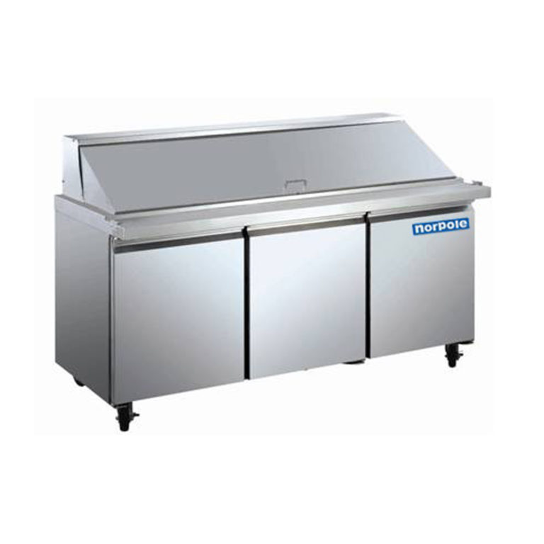 NP3R-SWMT Norpole NP3R-SWMT 3 Door Mega Top Sandwich and Salad Prep Table