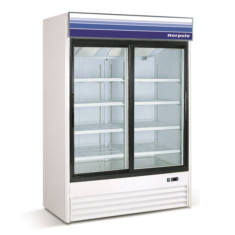 Norpole NPGR2 2 Glass Door Slide Refrigerator in White 45 cu ft