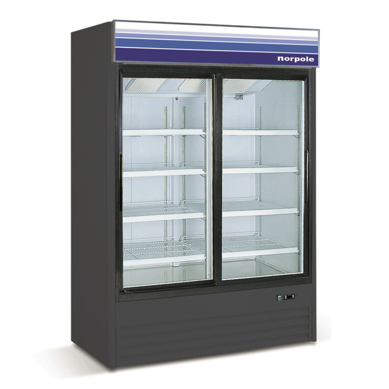 NPGR2-B Norpole NPGR2-B 2 Glass Door Slide Refrigerator in Black 45 cu ft
