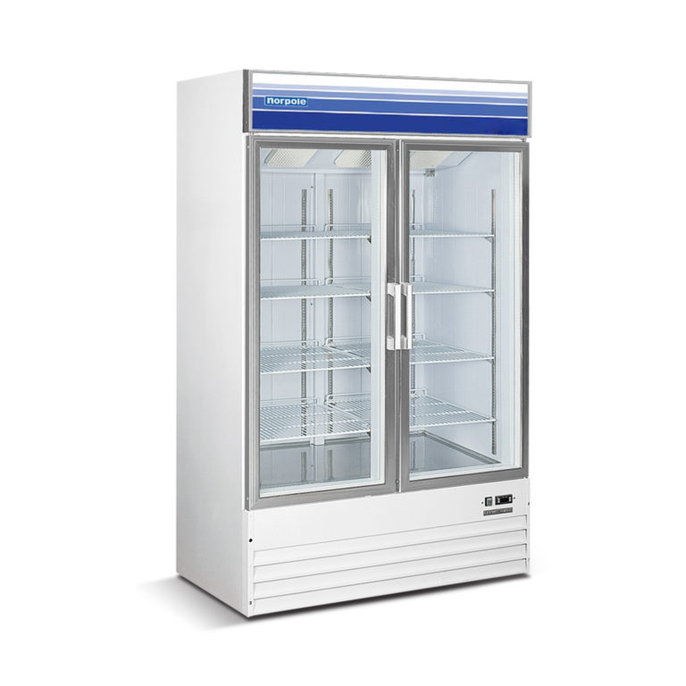NPGR2-S Norpole NPGR2-S 2 Glass Door Swing Refrigerator in White 29 cu ft