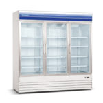 Norpole NPGR3-S 3 Glass Door Swing Refrigerator in White 53 cu ft
