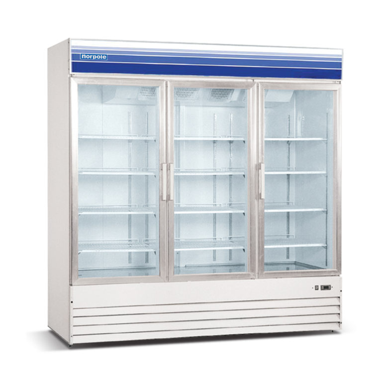 NPGR3-S Norpole NPGR3-S 3 Glass Door Swing Refrigerator in White 53 cu ft