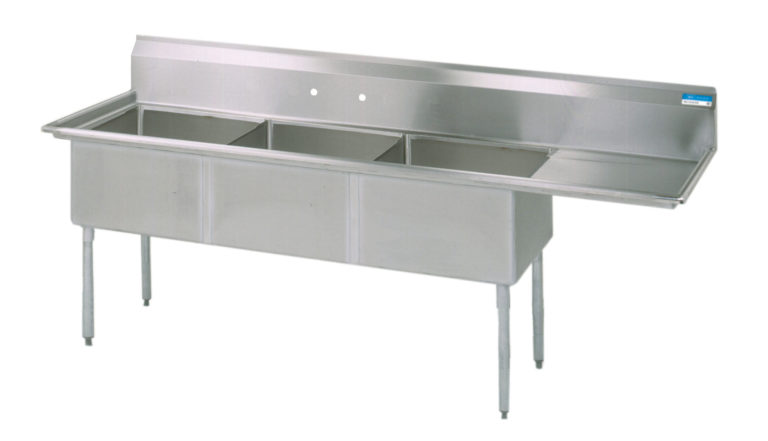BK Resources BKS-3-1824-14-24RS 3 Compartment Sinks