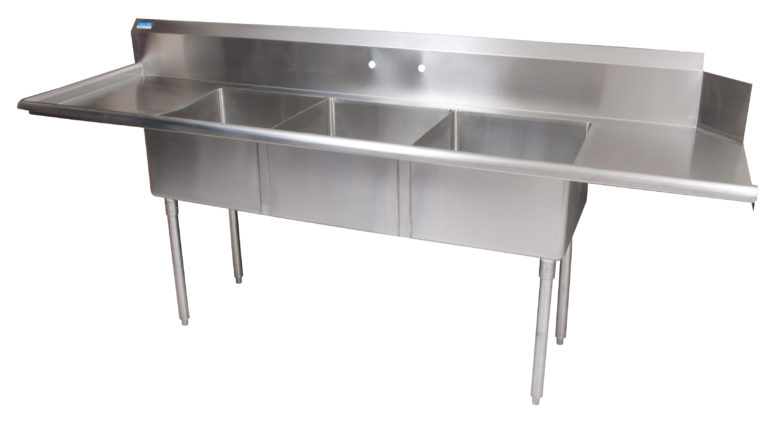 BK-Resources BKSDT-3-20-12-20LS 3 Compartment Dishtables