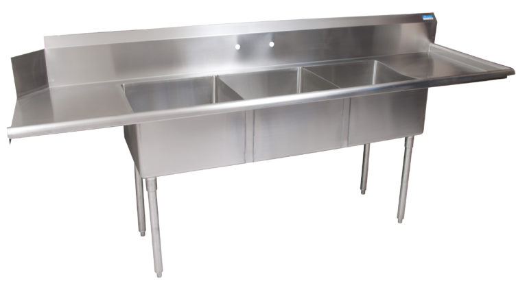 BK-Resources BKSDT-3-20-12-20RS 3 Compartment Dishtables