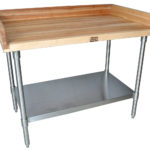 BK-resources MBTG-9636 Hard Maple Bakers Top Tables with Galvanized Base