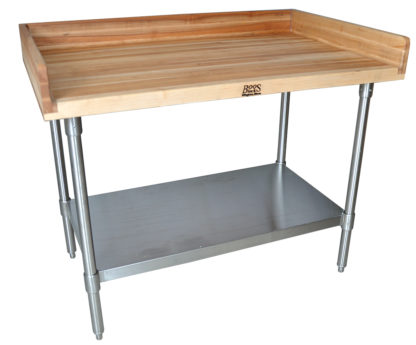 BK-resources MBTG-9636 Hard Maple Bakers Top Tables with Galvanized Base