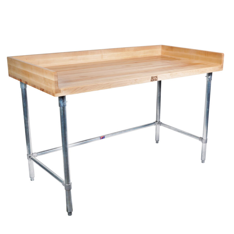 BK-resources MBTGOB-9636 Hard Maple Bakers Top Tables with Galvanized Base